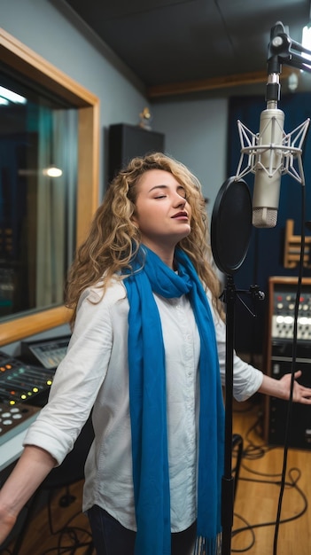 Professional vocal coach demonstrating singing techniques during voice lessons